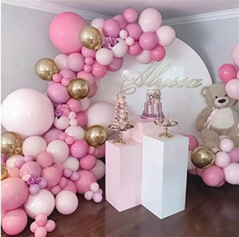 Pink Balloon Arch Garland Kit Rose Gold Chrome Latex Wedding Etsy Uk