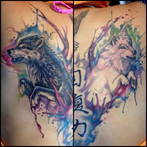 Watercolor Wolves Tattoo By Mike Ashworth Watercolor Wolf Tattoo Honey