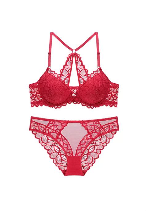 Buy Lycka Lmm Lady Two Piece Sexy Bra And Panty Lingerie Sets Red