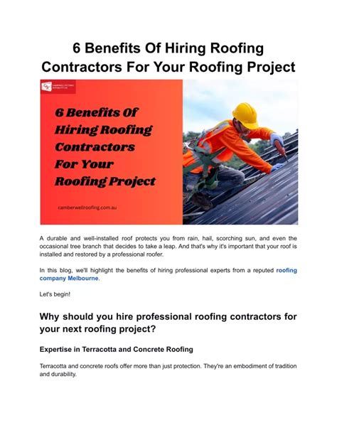 Ppt 6 Benefits Of Hiring Roofing Contractors For Your Roofing Project