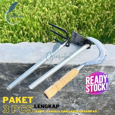 1 Paket 3 Pcs Cangkul Mini Pipa Besi Garukan Garuk Sampah Dan