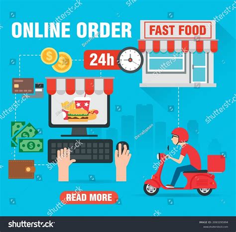 Fast Food Online Order Concept Design Stock Vector Royalty Free