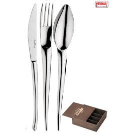 Posate Inox 18 10 Pinti Set 24 Pz Snake Con Bauletto In Legno Coperchio