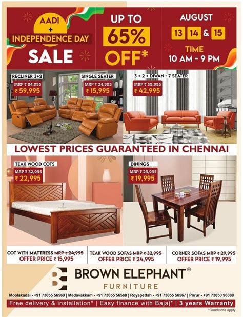 Brown Elephant Chennai Furniture Stores Sale Offers Discounts Numbers