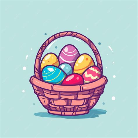 Premium Vector Easter Eggs In Basket Flat Illustration