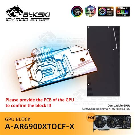 Bykski VGA Blocks For AsRock Radeon RX 6900XT Formula 16G A RGB Video