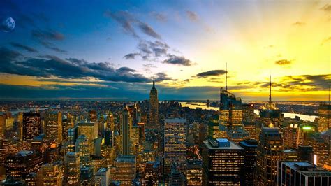 New York Sunsetnyc-City Landscape Wallpaper Preview | 10wallpaper.com