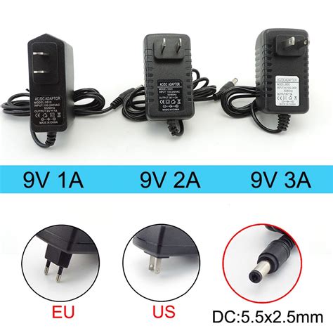 อะแดปเตอร์แปลงพาวเวอร์ซัพพลาย Ac 110v 220v เป็น Dc 9v 1a 2a 3a 9v2a 9v1a Eu Us 1000ma 2000ma