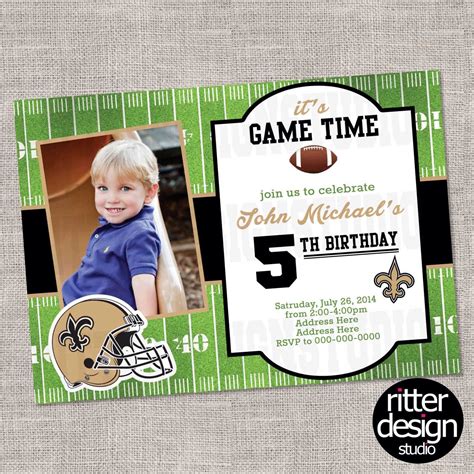 Football New Orleans Saints Birthday Invitation Any Team Printable