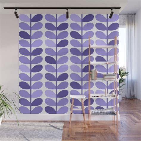 Leaf Design Very Peri Lavender Ultraviolet Wall Mural By Simply Chic By