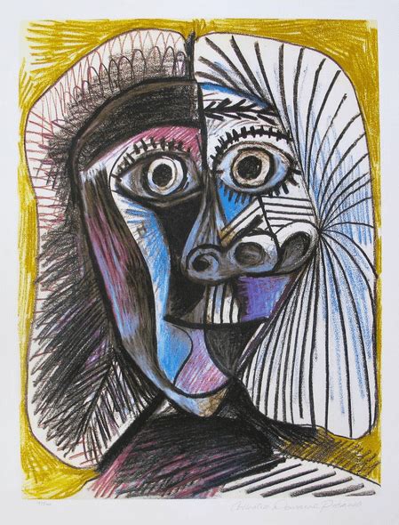 Pablo Picasso Estate Signed Giclee 112 Black And Yellow Drawing