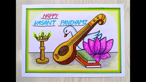 Vasant Panchami Drawing Easy Vasant Panchami Poster Drawing Step By