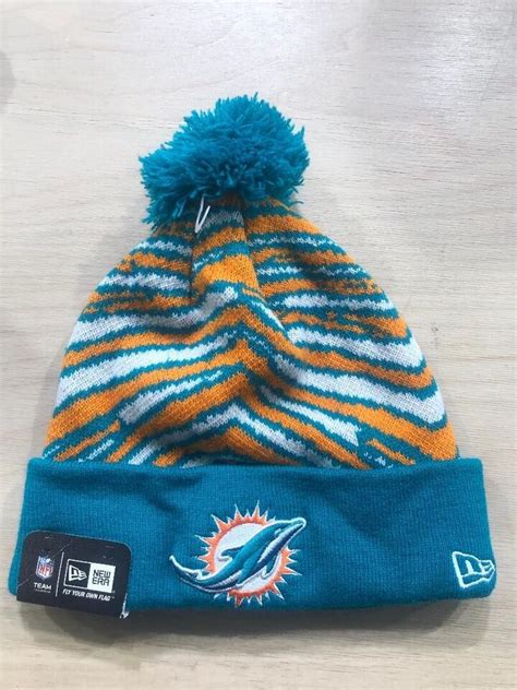 Nfl New Era Miami Dolphins Cuffed Winter Knit Pom Beanie One Size Ebay