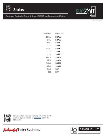 Cross Reference Guide Summit Bayer Built Woodworks