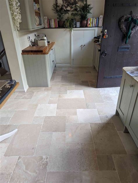 Grout Cleaning And Polishing A Marble Tiled Kitchen Floor In Crediton