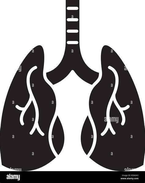 Lungs Black Icon Vector Sign On Isolated Background Lungs Concept