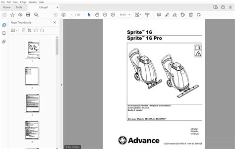 Advance Sprite 16 Sprite 16 Pro Instructions For Use Manual 56091026