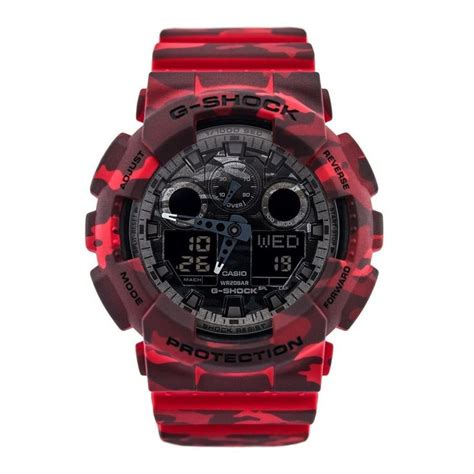 Relógio De Pulso Casio G shock Ga100 Corpo Camuflado Vermelho