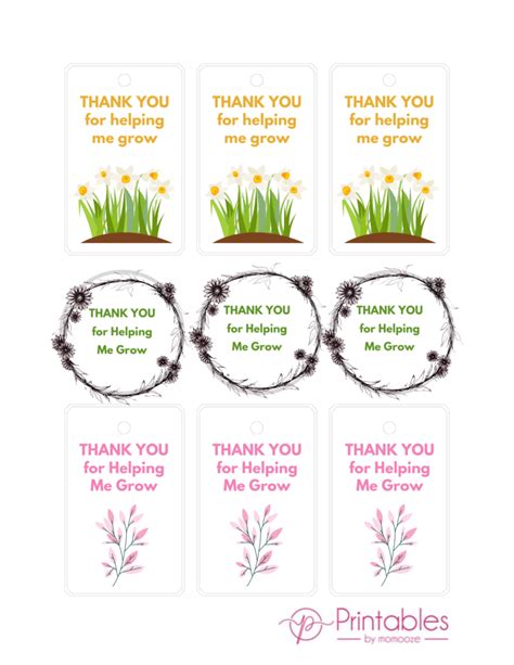 Free Thank You For Helping Me Grow Printable Cute Tags To Print At Home