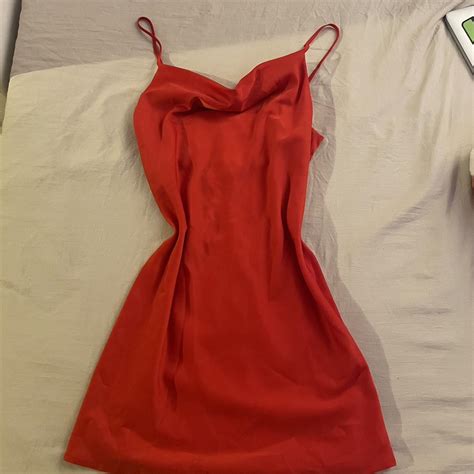 Red Silk Cowl Neck Red Mini Dress The Color Of The Depop