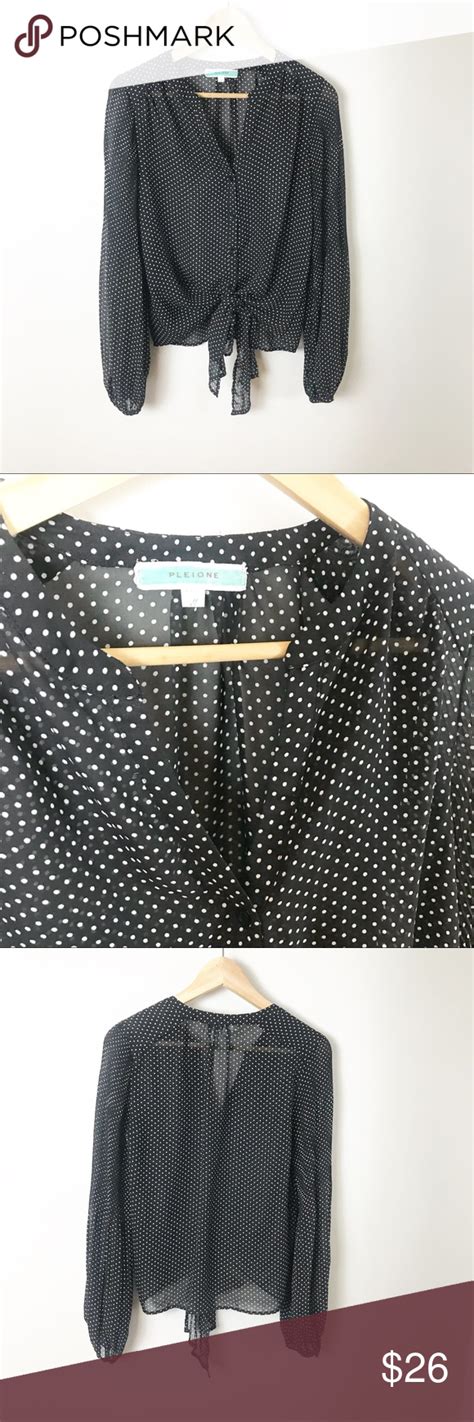 Anthropologie Pleione Polka Dot Tie Blouse M Tie Blouse Polka Dot