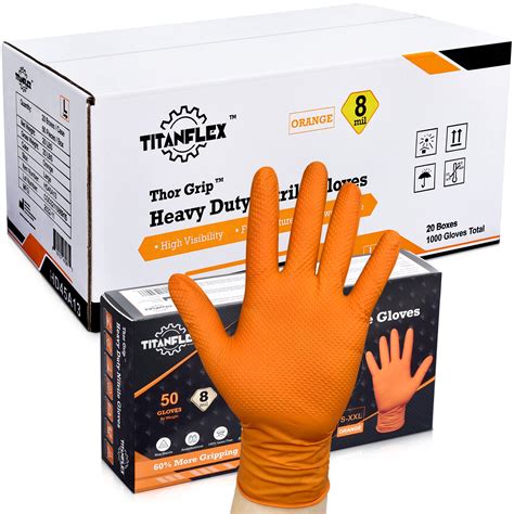 Mua TITANflex Thor Grip Heavy Duty Industrial Orange Nitrile Gloves