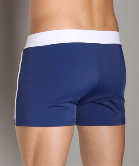 Sauvage Retro Nylon Lycra Swim Short Navy 252nav Free Shipping At Lasc