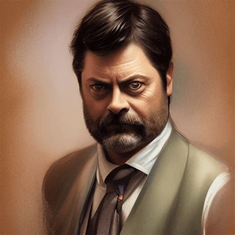 Portrait De Nick Offerman Dd Wet Shiny Fantasy Intricate Elegant