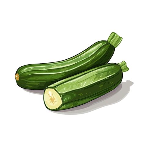 Zucchini Vector On White Background Premium AI Generated Vector