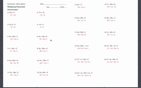 Monomials Worksheet With Answers