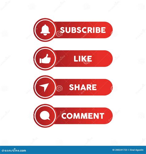 Subscribe Like Share And Comment Button Symbol Design For Social