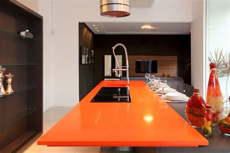 Orange Cool Modern Kitchens Silestone Countertops Caesarstone