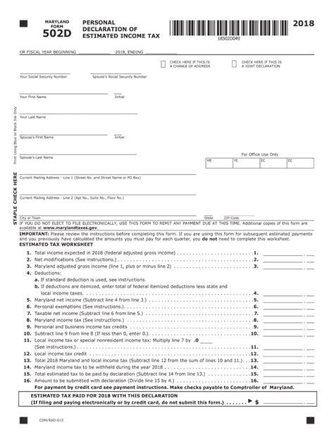 2018 2025 Form MD 502D Fill Online Printable Fillable Blank PdfFiller