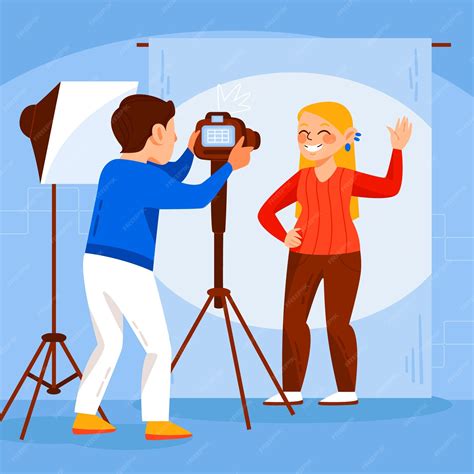 Free Vector Hand Drawn Photoshoot Cartoon Illustration