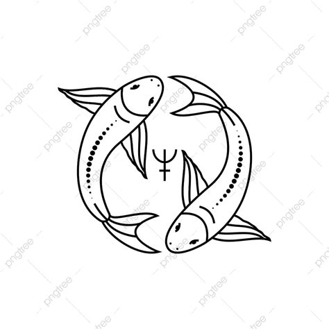 Pisces Zodiac Sign In Line Art Style On White Background Graphic