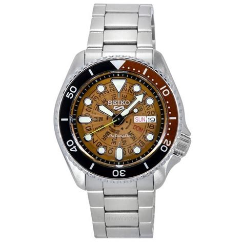 Seiko Sports Skx Style Stainless Steel Transparent Orange Dial