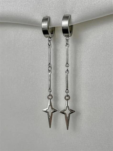 Pair Gothic Jewelry Cross Star Drop Earrings Punk Charms Stitching