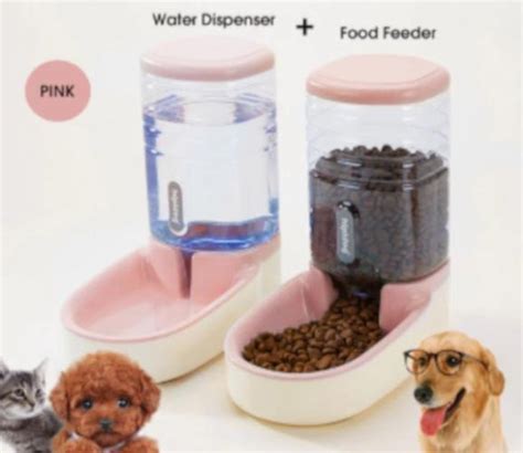 Automatische Voer En Waterdispenser Voor Honden En Katten Roze Set