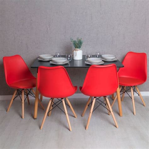 Conjunto Mesa Tower Retangular X Cm Preta Cadeiras Tilsen