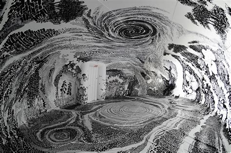 Oscar Oiwa Inks 360° Dreamscape Mural Using 120 Sharpie Markers