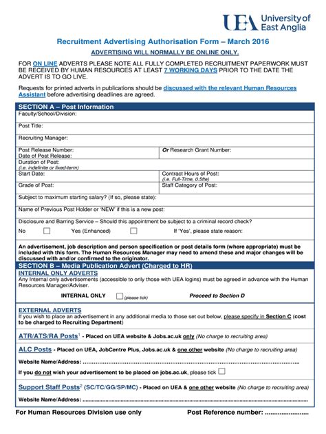 Fillable Online Recruitment Advertising Authorisation Form Fax Email