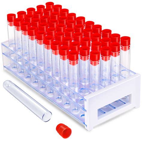 Buy Ygdzygdz Test Tubes With Rack Pcs X Mm Clear Plastic Test