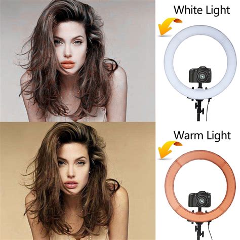 18 LED Photography Ring Light Dimmable 3500K 5500K Lamp Light Ring Kit