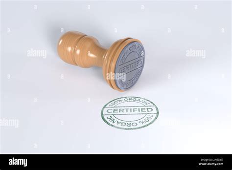 Green Superior Quality Stamp With Wooden Rubber Stamper Isolated On