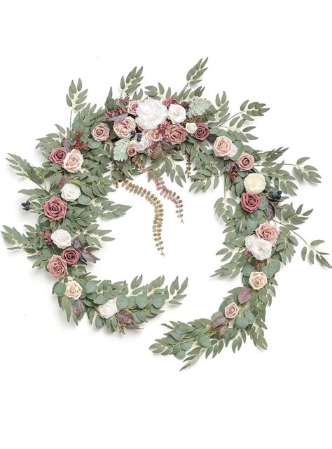 Ling S Moment 9FT Eucalyptus And Willow Leaf Garland With White Flower