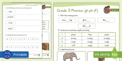 Grade 3 Phonics Gh Ph F Assessment Sheet Twinkl