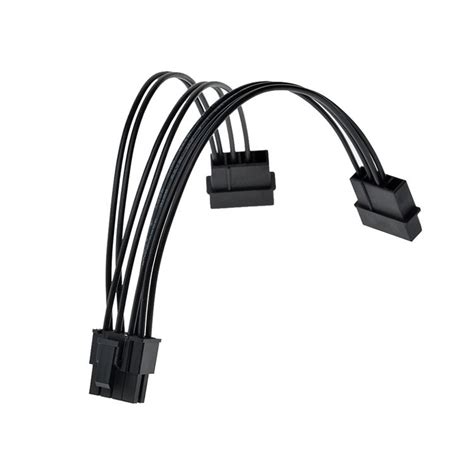 Premium Dual 4 Pin Molex To 8 Pin Pcie Adapter Cable 10cm All Black Moddiy