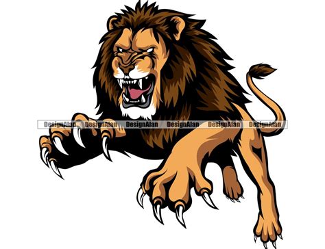 Lion School Mascot Sports Team Cartoon Character Big Cat Claws