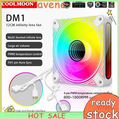 Dm V Pin Argb V Pin Pwm Luminous Pc Case Fan White Positive