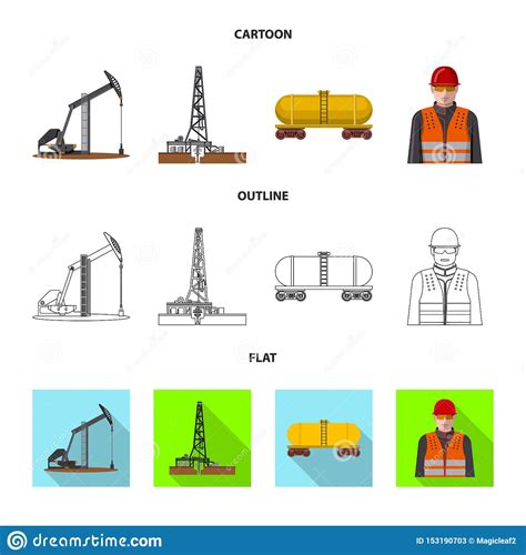 Illustration De Vecteur De Symbole De P Trole Et De Gaz Ensemble De